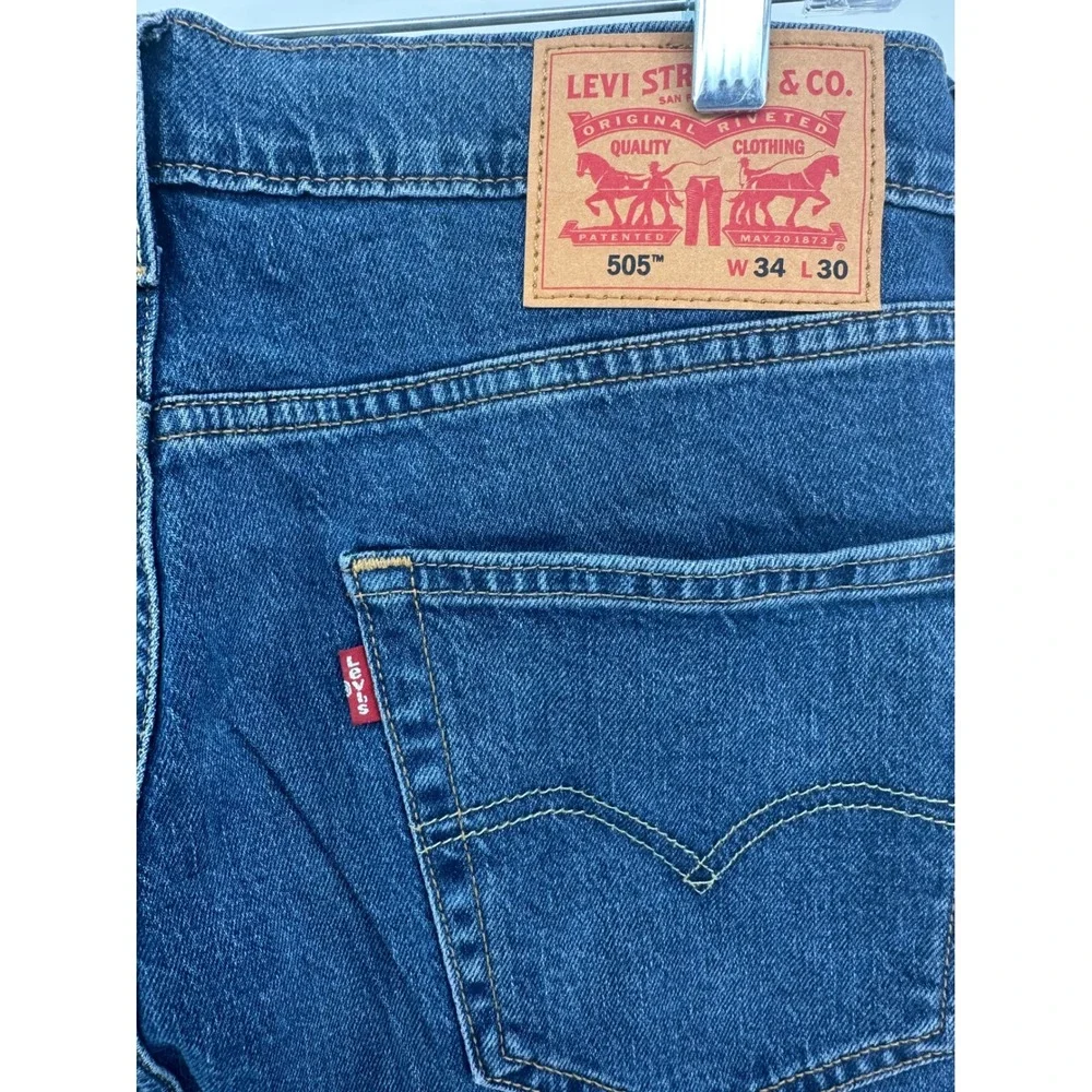 Levi's 505 Regular Fit Mens Blue Straight Leg Denim Jeans 34x30 00505-2958